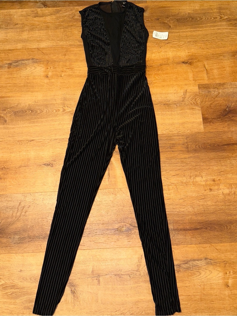 Windsor Black Ribbed Velvet Sleeveless Jumpsuit
